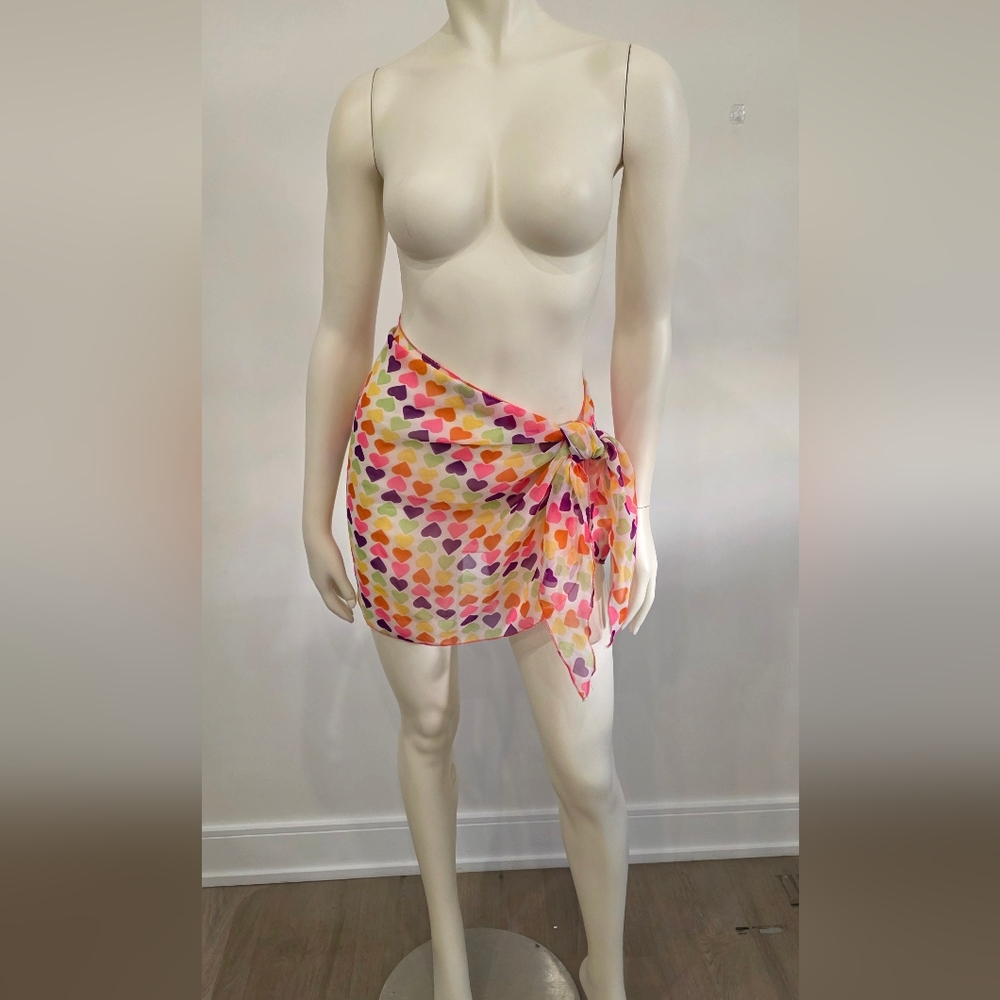 Hearts print swim cover up